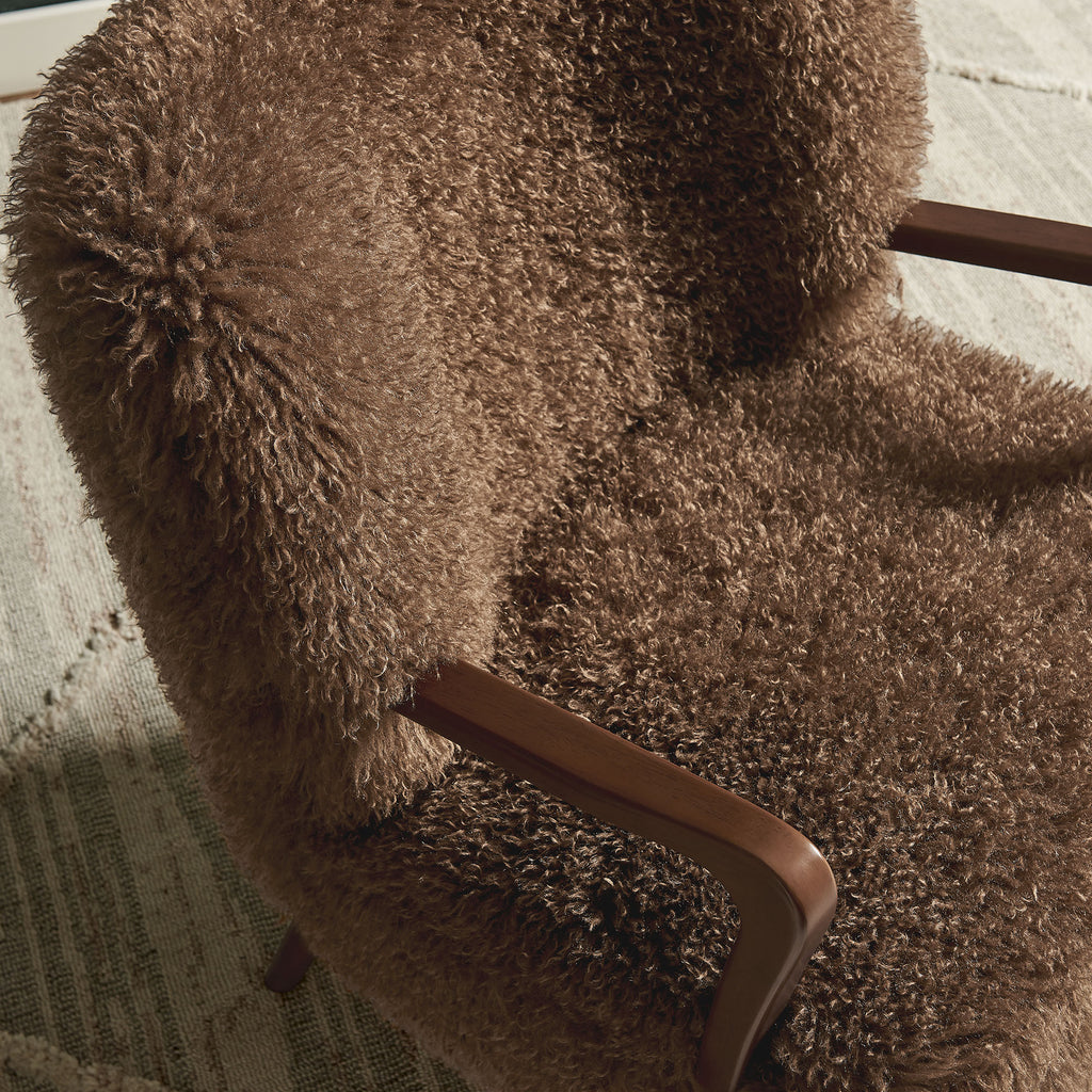 Zerra Faux Shearling Accent Armchair - Brown
