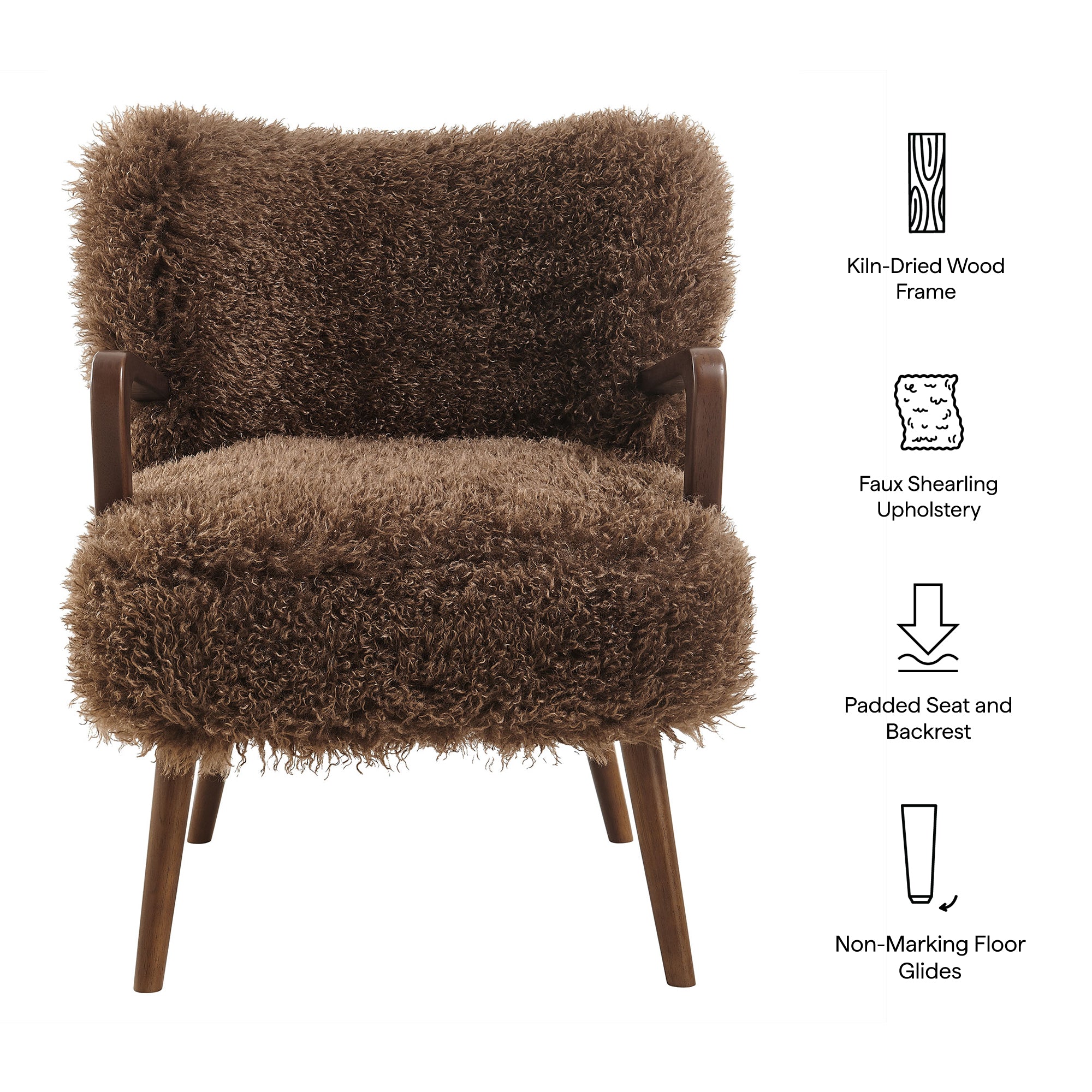 Zerra Faux Shearling Accent Armchair - Brown