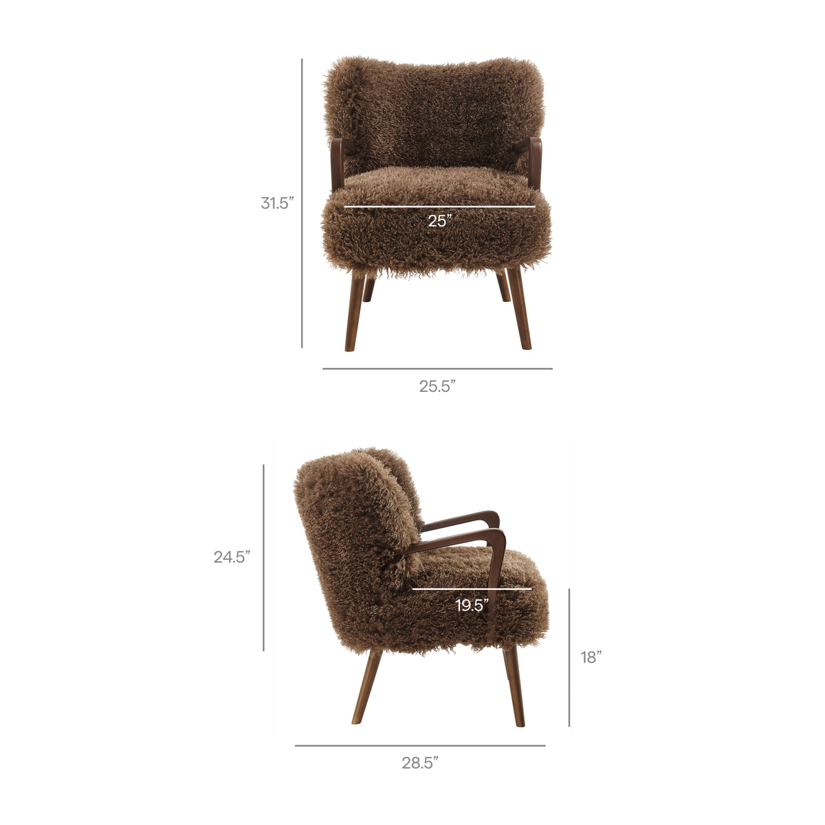 Zerra Faux Shearling Accent Armchair - Brown