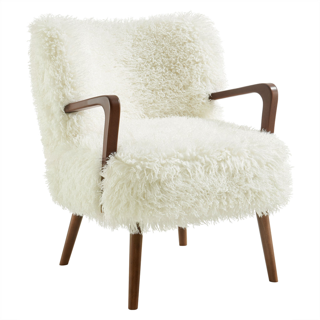 Zerra Faux Shearling Accent Armchair - White