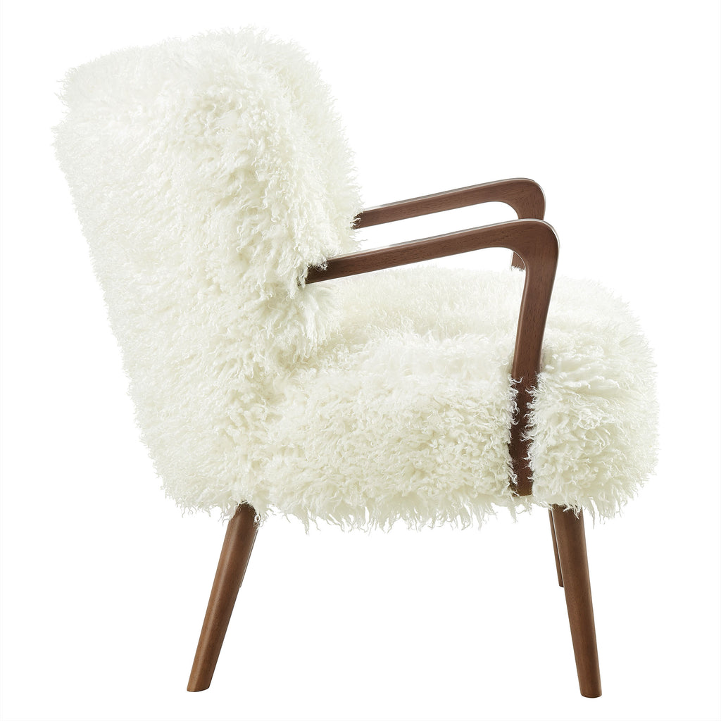 Zerra Faux Shearling Accent Armchair - White