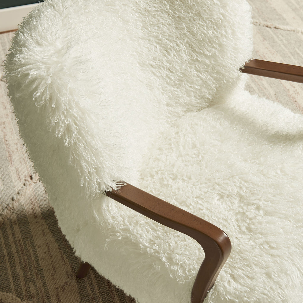 Zerra Faux Shearling Accent Armchair - White