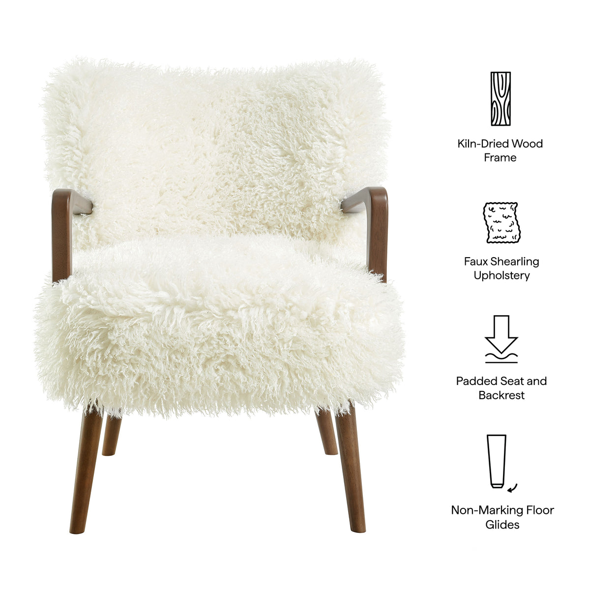 Zerra Faux Shearling Accent Armchair - White