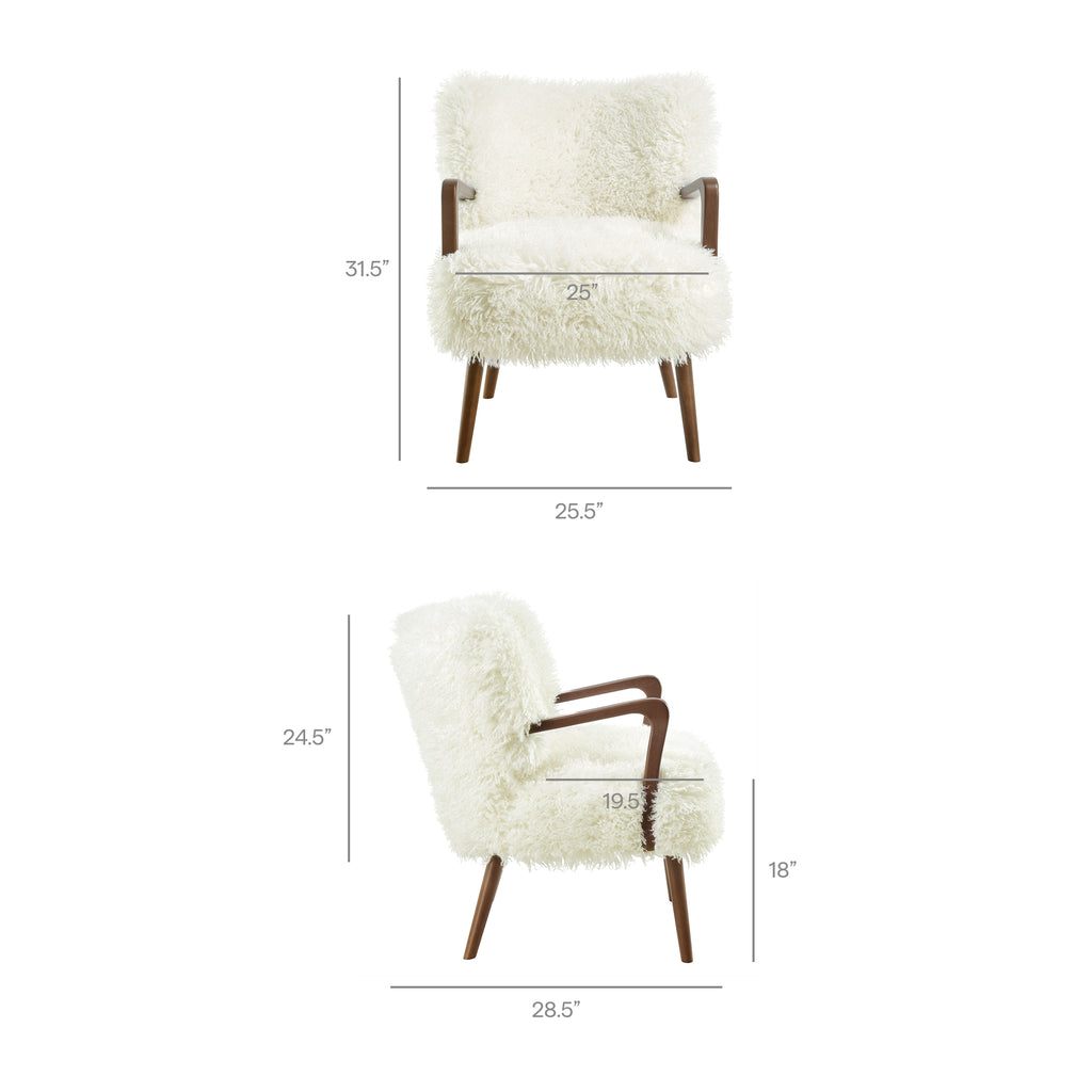 Zerra Faux Shearling Accent Armchair - White