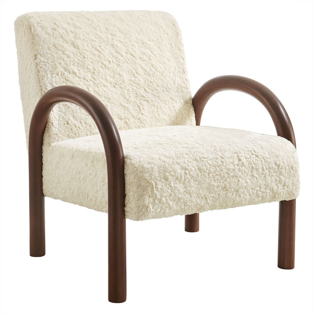 Lunet Faux Shearling Accent Armchair - Ecru