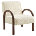 Lunet Faux Shearling Accent Armchair - Ecru