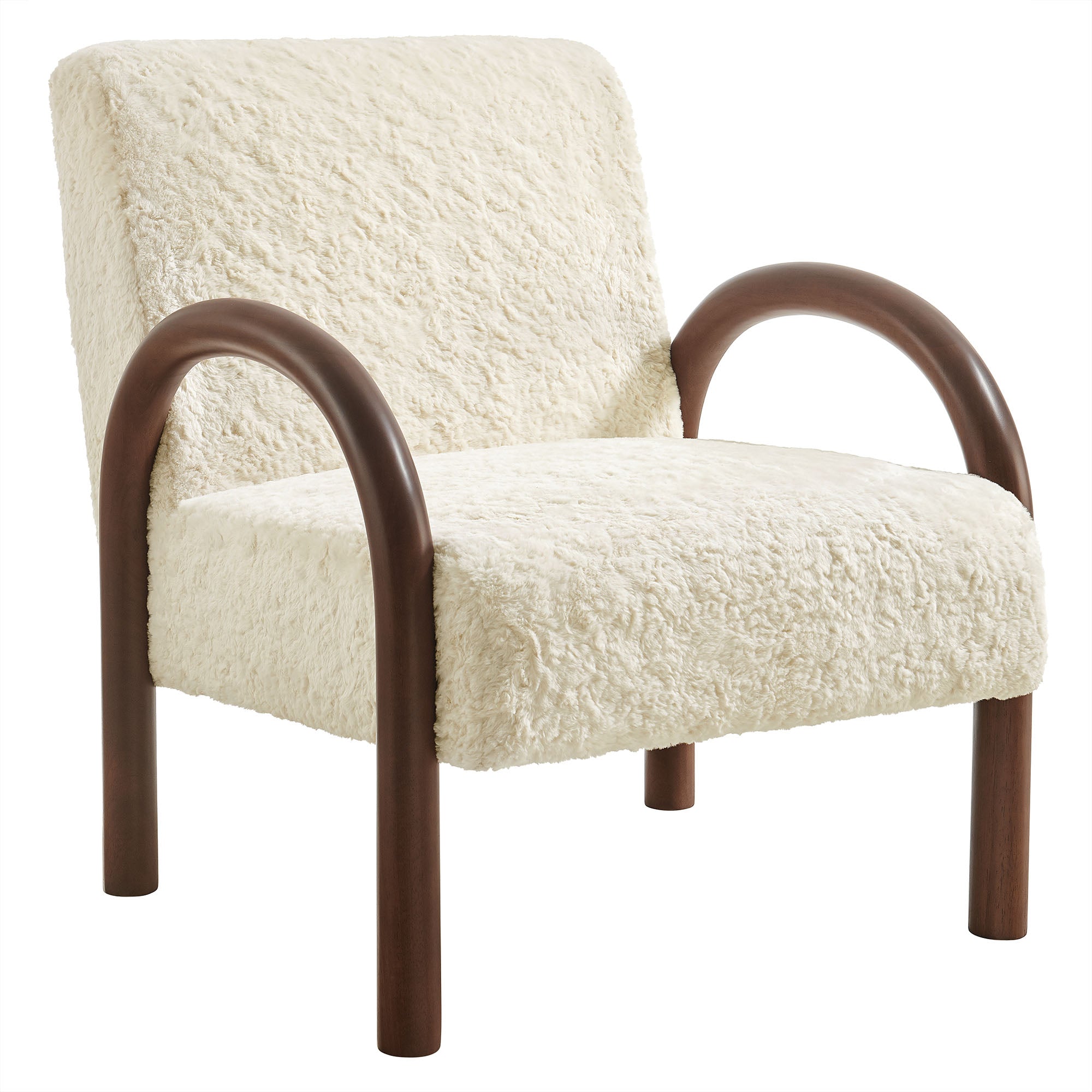 Lunet Faux Shearling Accent Armchair - Ecru