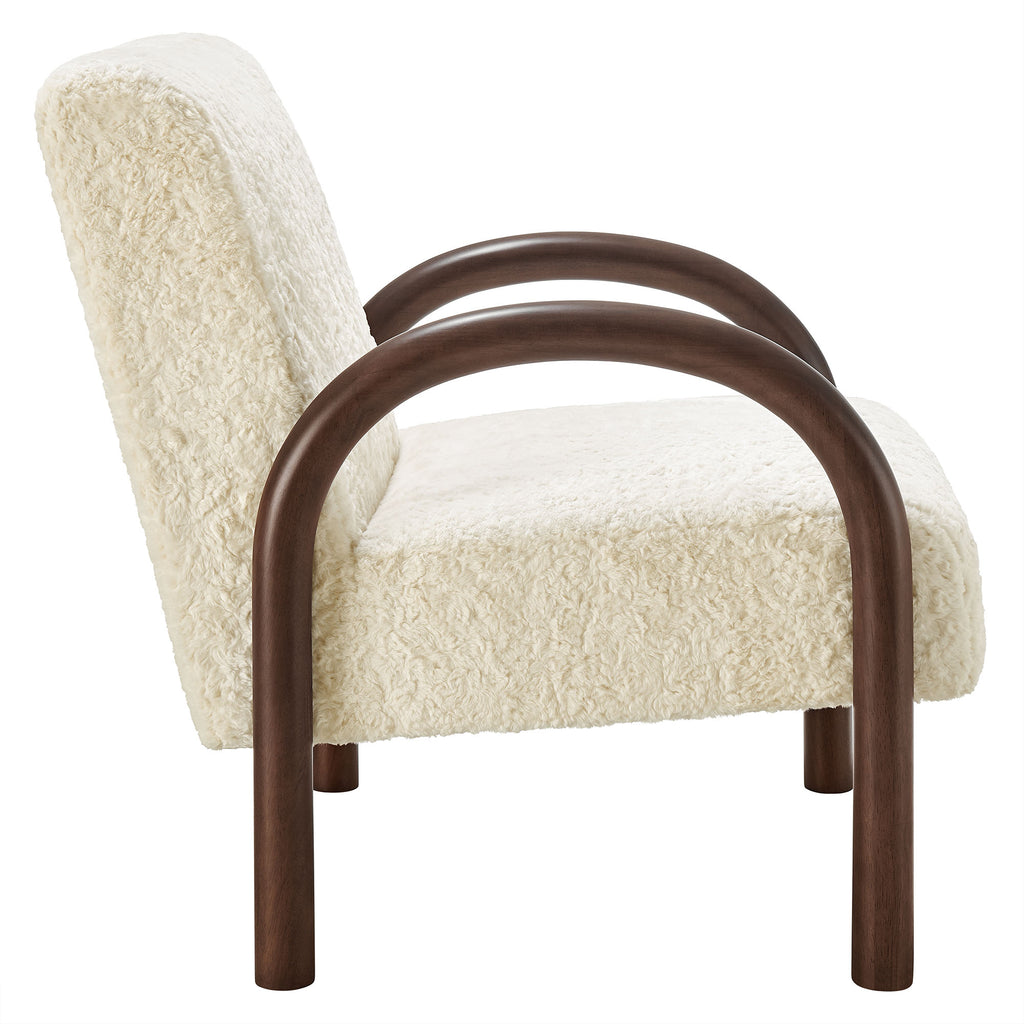 Lunet Faux Shearling Accent Armchair - Ecru