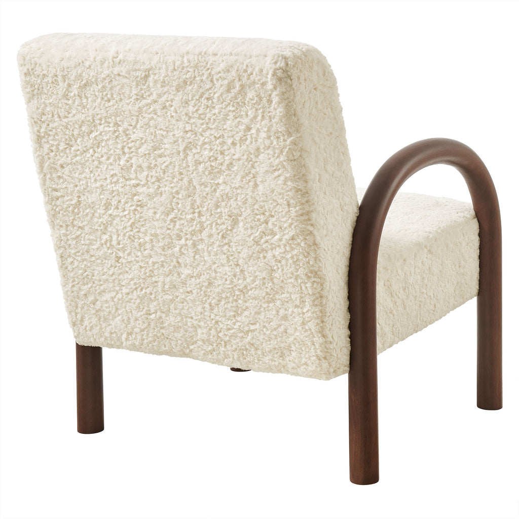 Lunet Faux Shearling Accent Armchair - Ecru