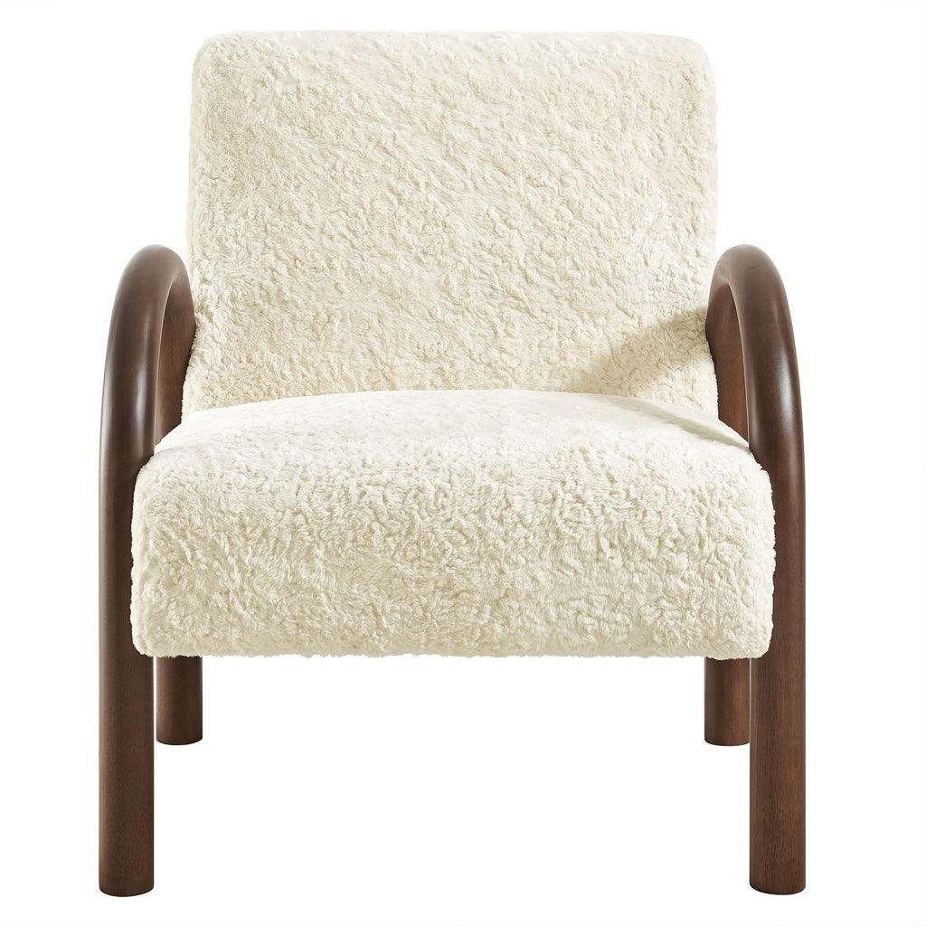 Lunet Faux Shearling Accent Armchair - Ecru