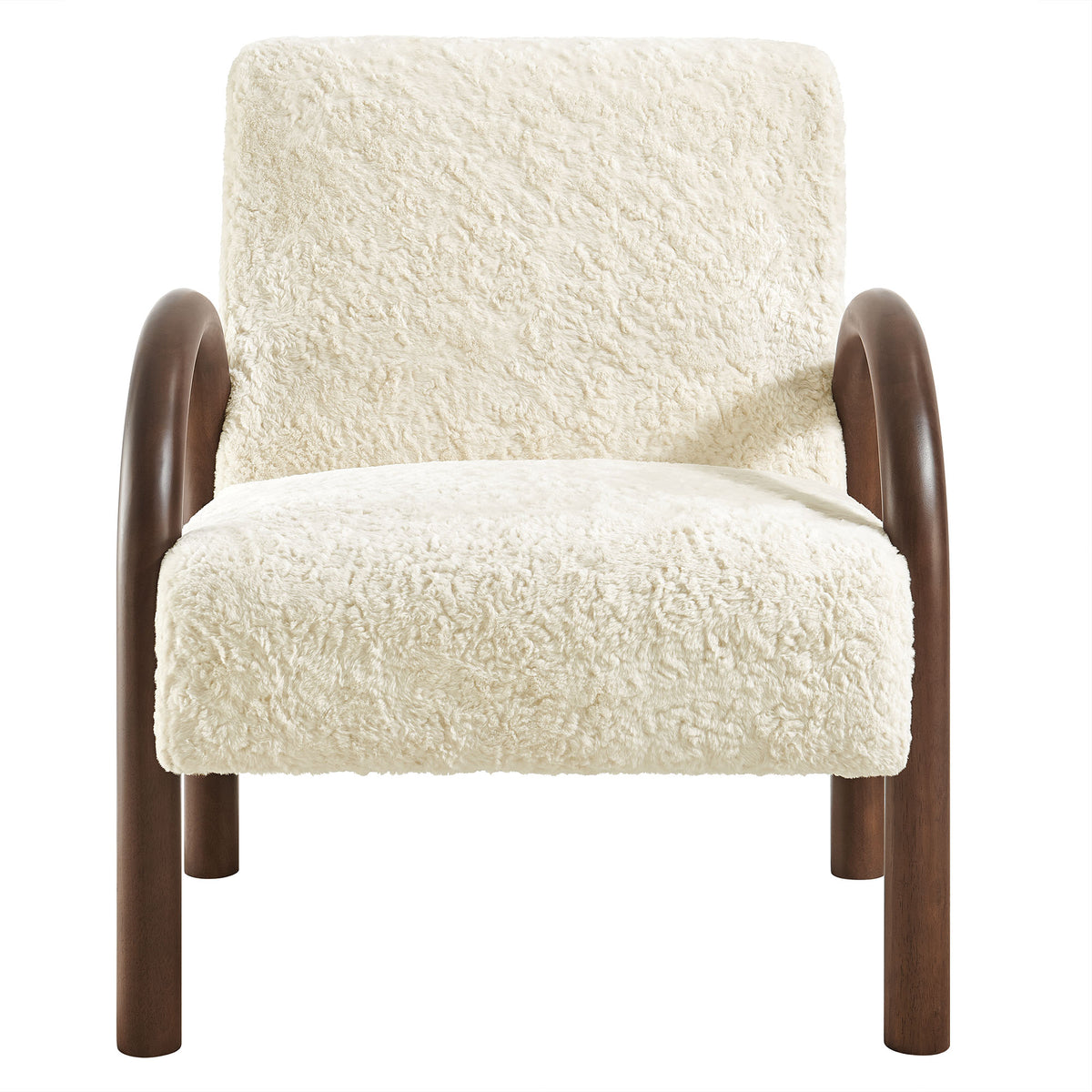 Lunet Faux Shearling Accent Armchair - Ecru
