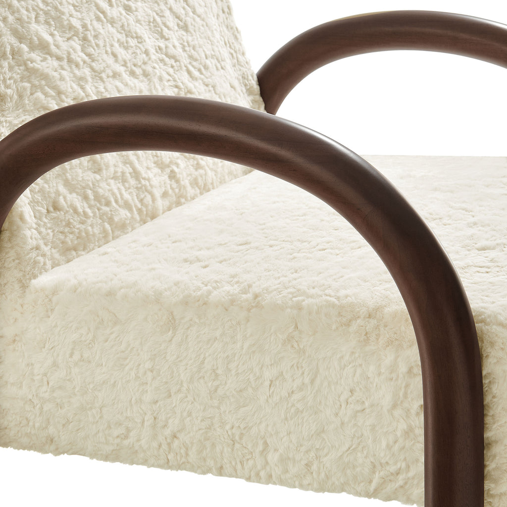 Lunet Faux Shearling Accent Armchair - Ecru