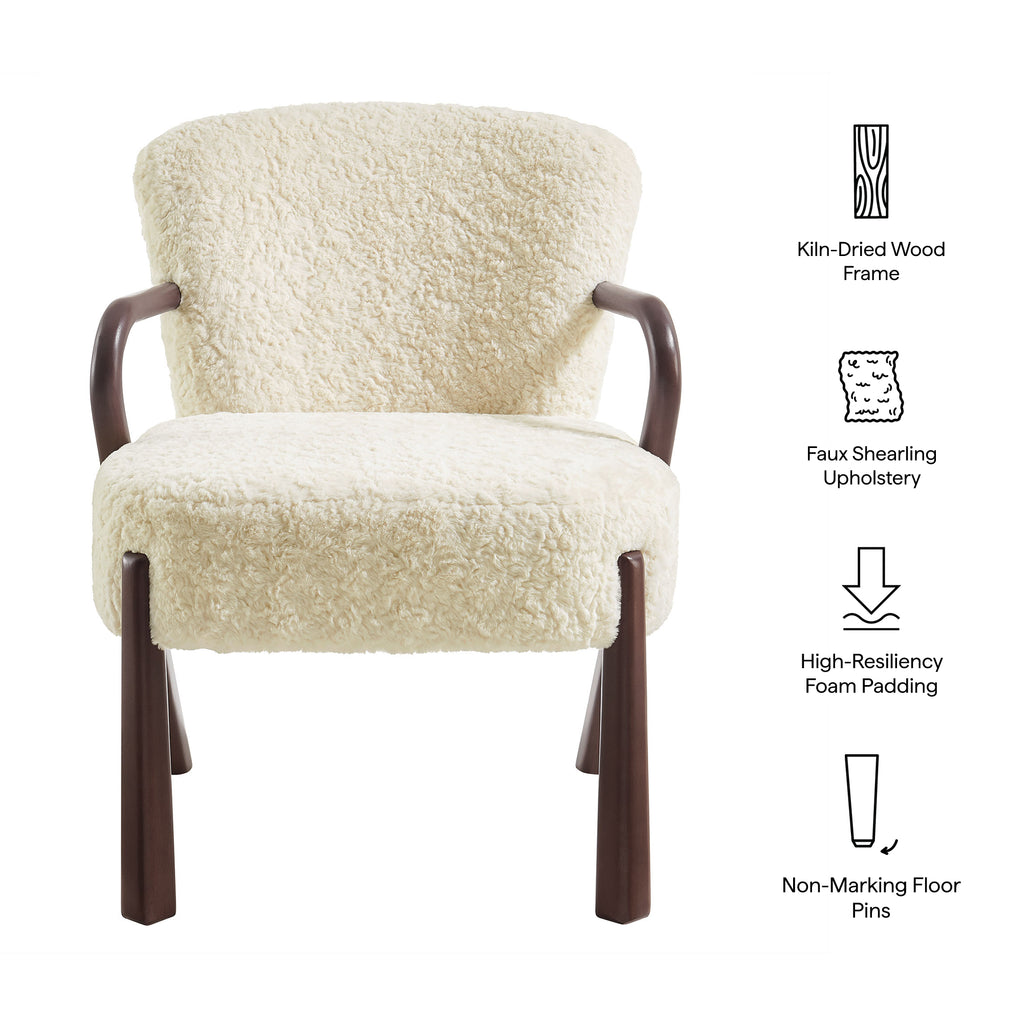 Arden Faux Shearling Accent Armchair - Ecru