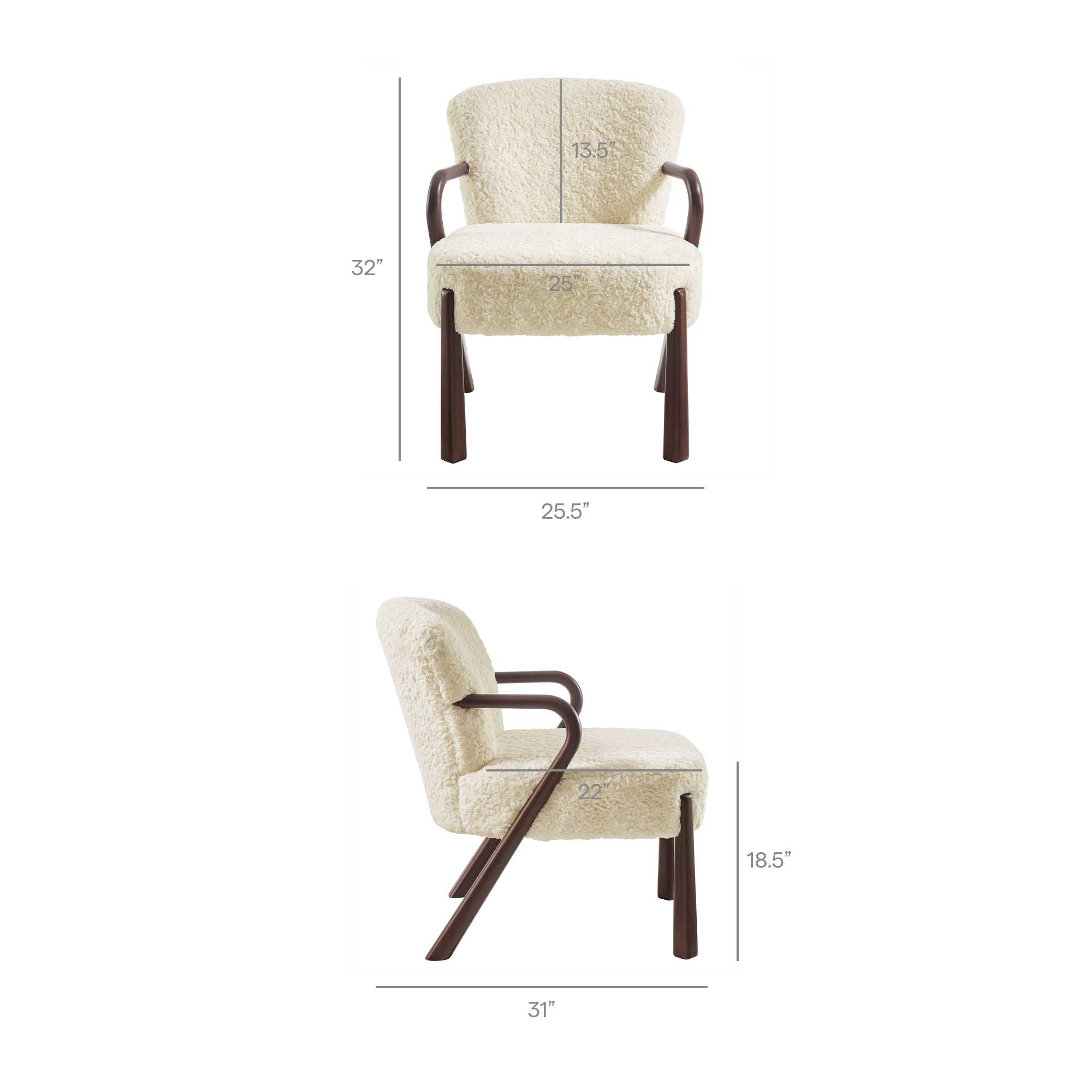 Arden Faux Shearling Accent Armchair - Ecru