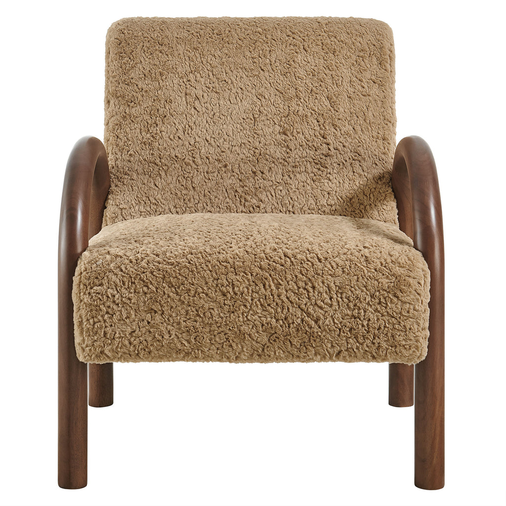 Lunet Faux Shearling Accent Armchair - Sand