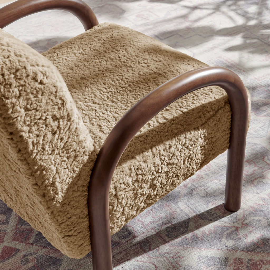 Lunet Faux Shearling Accent Armchair - Sand