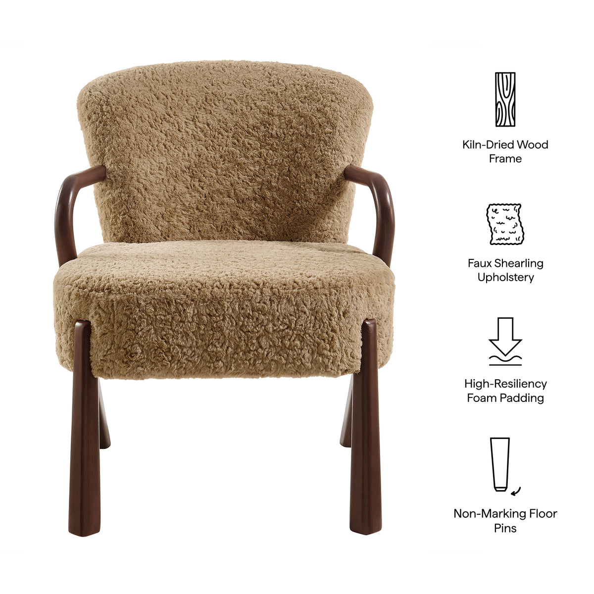 Arden Faux Shearling Accent Armchair - Sand