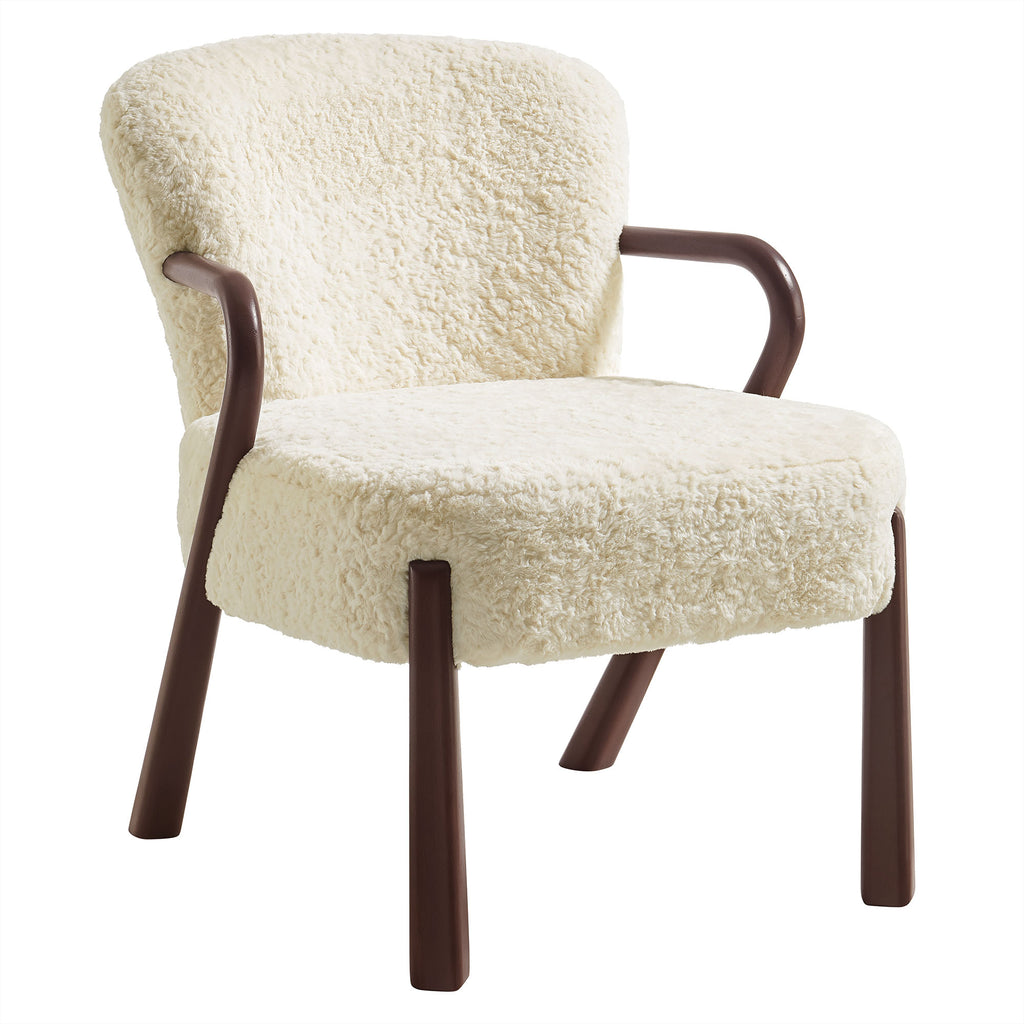 Arden Faux Shearling Accent Armchair - Ecru