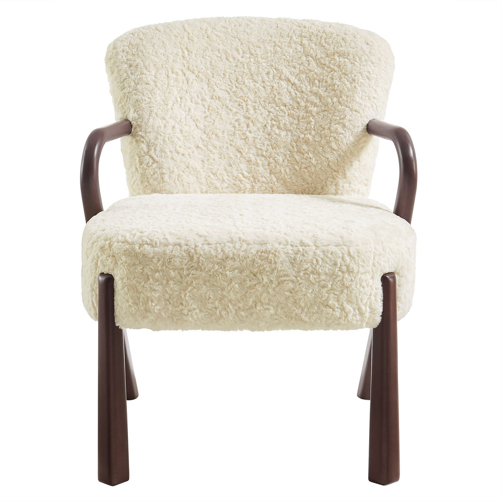 Arden Faux Shearling Accent Armchair - Ecru
