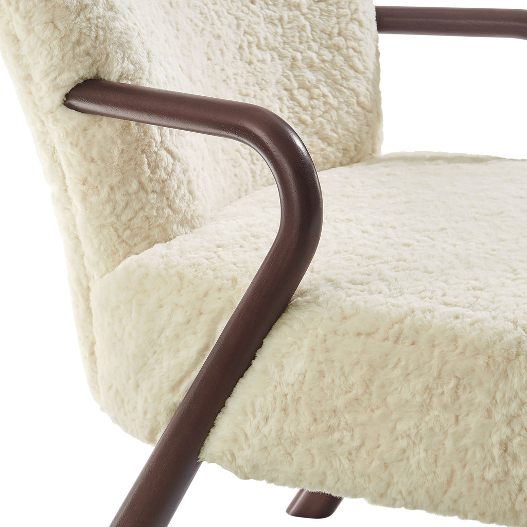 Arden Faux Shearling Accent Armchair - Ecru