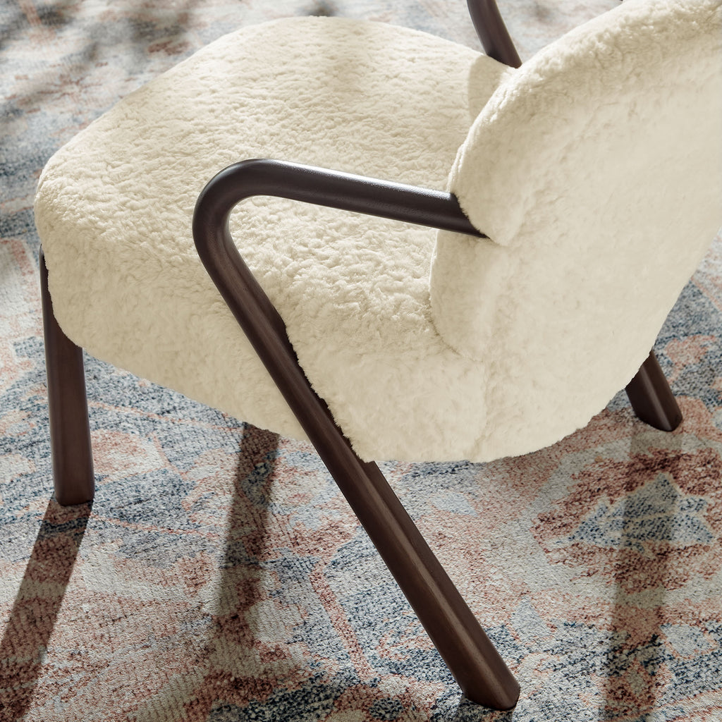 Arden Faux Shearling Accent Armchair - Ecru