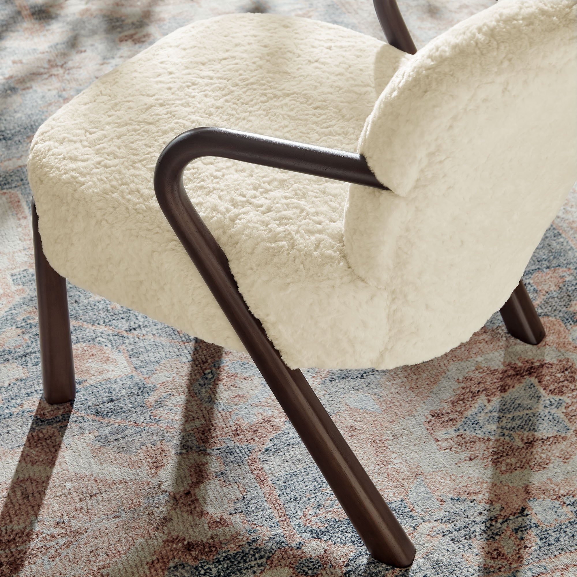 Arden Faux Shearling Accent Armchair - Ecru