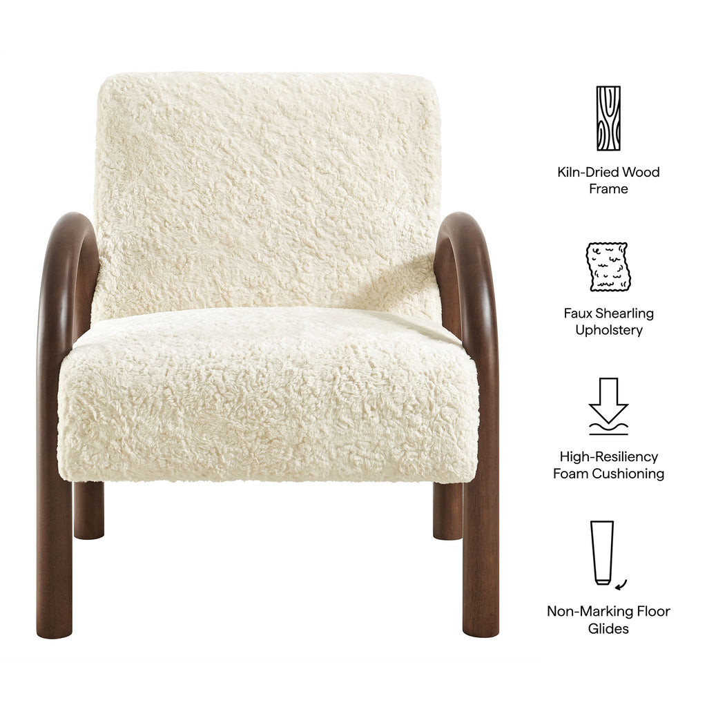 Lunet Faux Shearling Accent Armchair - Ecru