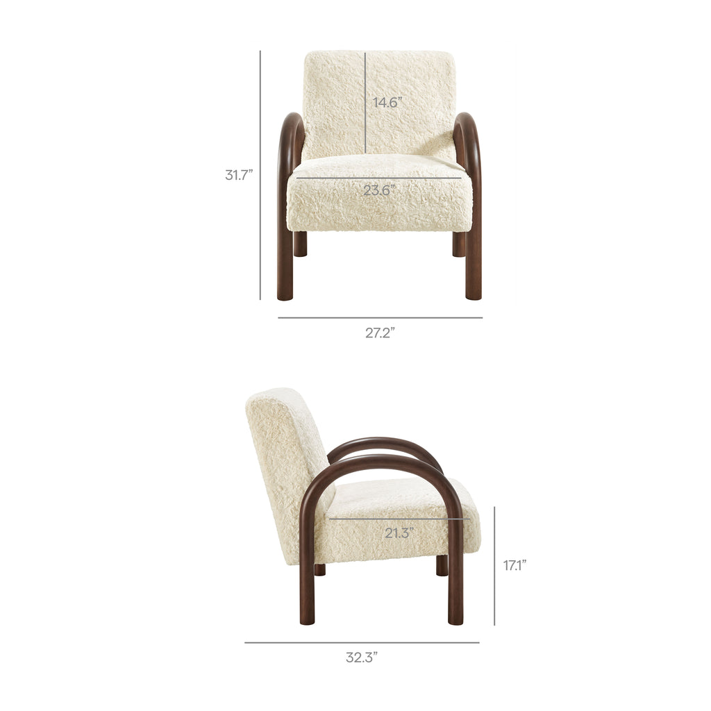Lunet Faux Shearling Accent Armchair - Ecru