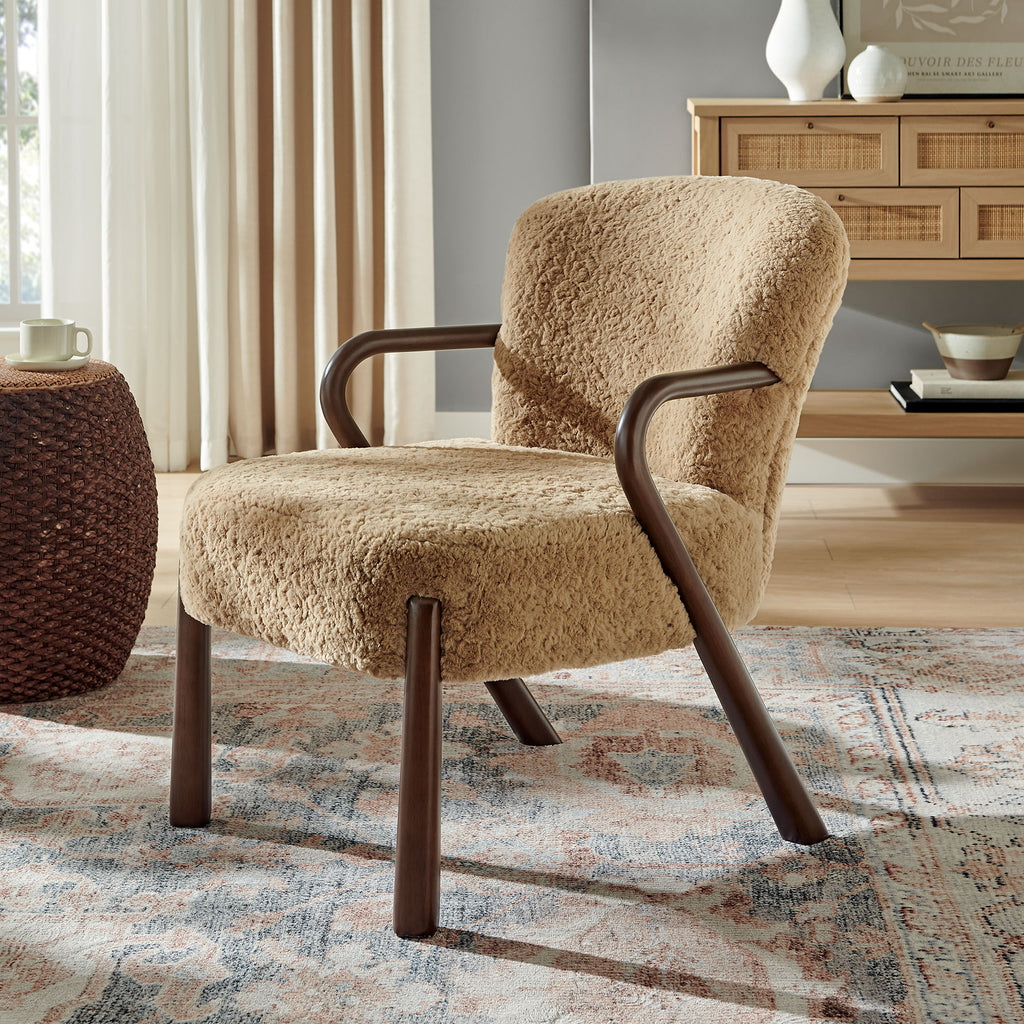 Arden Faux Shearling Accent Armchair - Sand