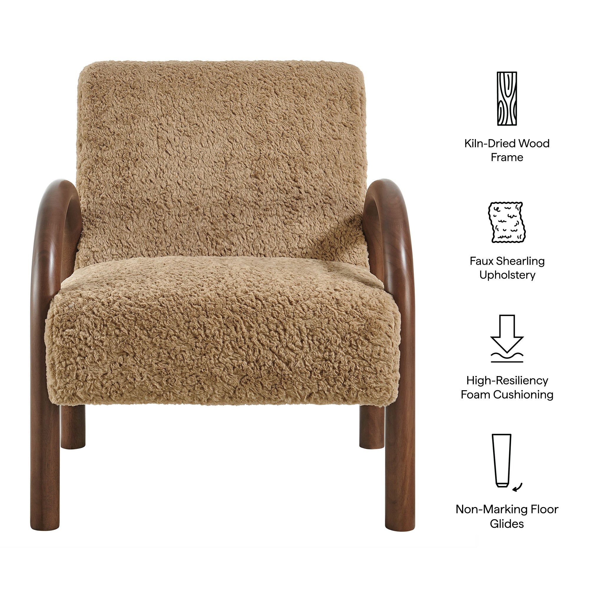 Lunet Faux Shearling Accent Armchair - Sand