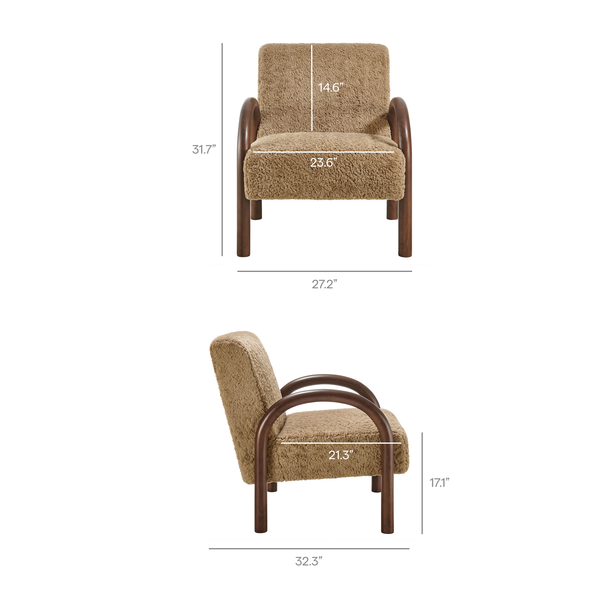 Lunet Faux Shearling Accent Armchair - Sand