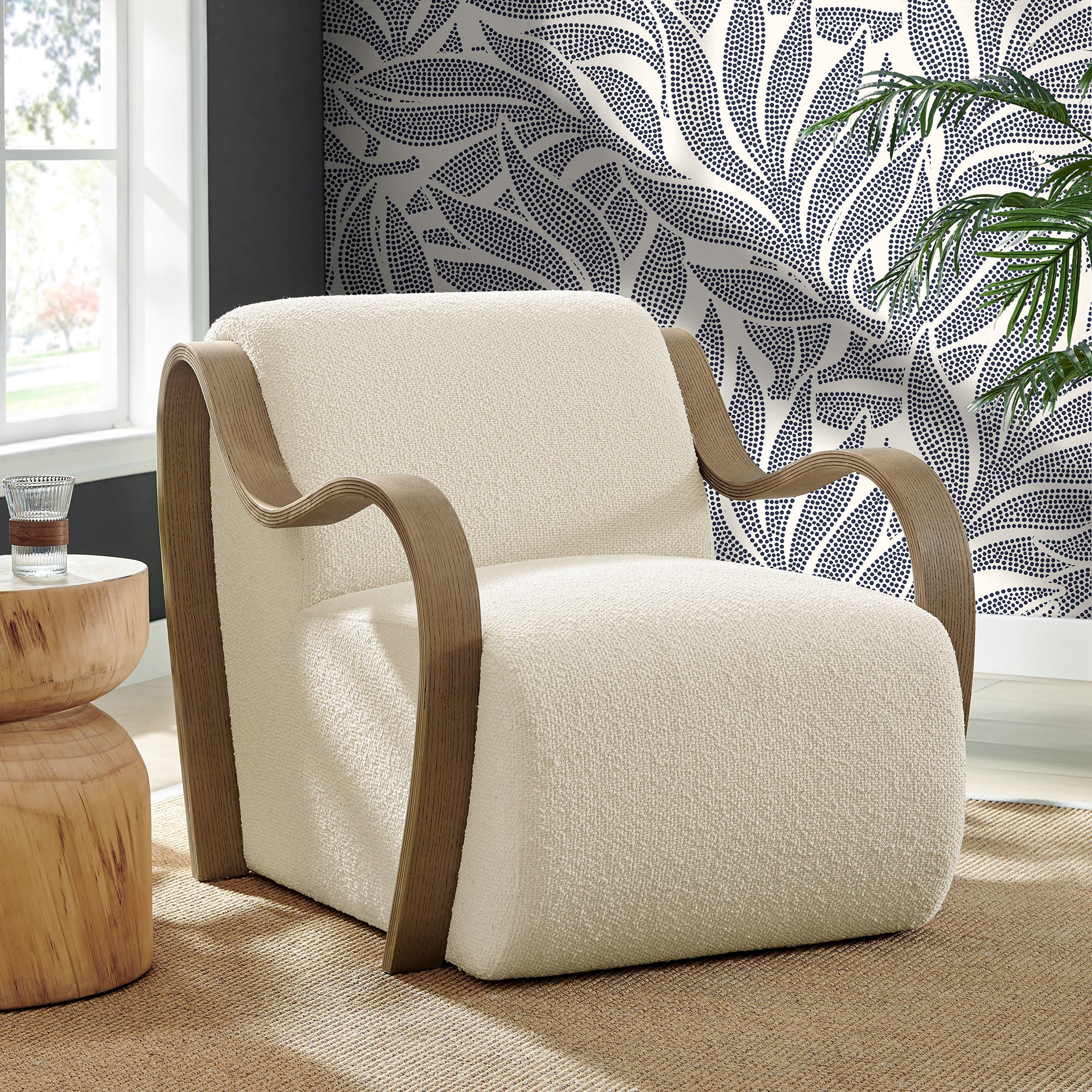 Atrium Lattice Boucle Accent Armchair - Cream