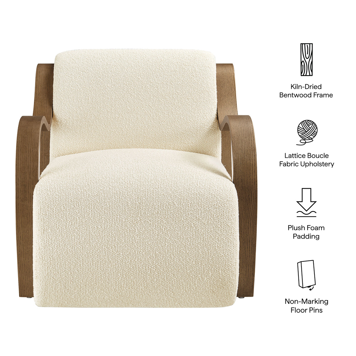 Atrium Lattice Boucle Accent Armchair - Cream