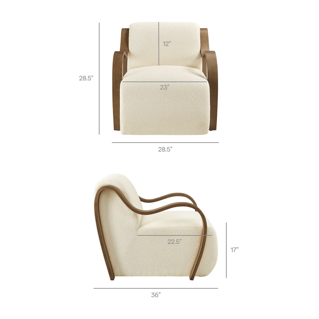 Atrium Lattice Boucle Accent Armchair - Cream