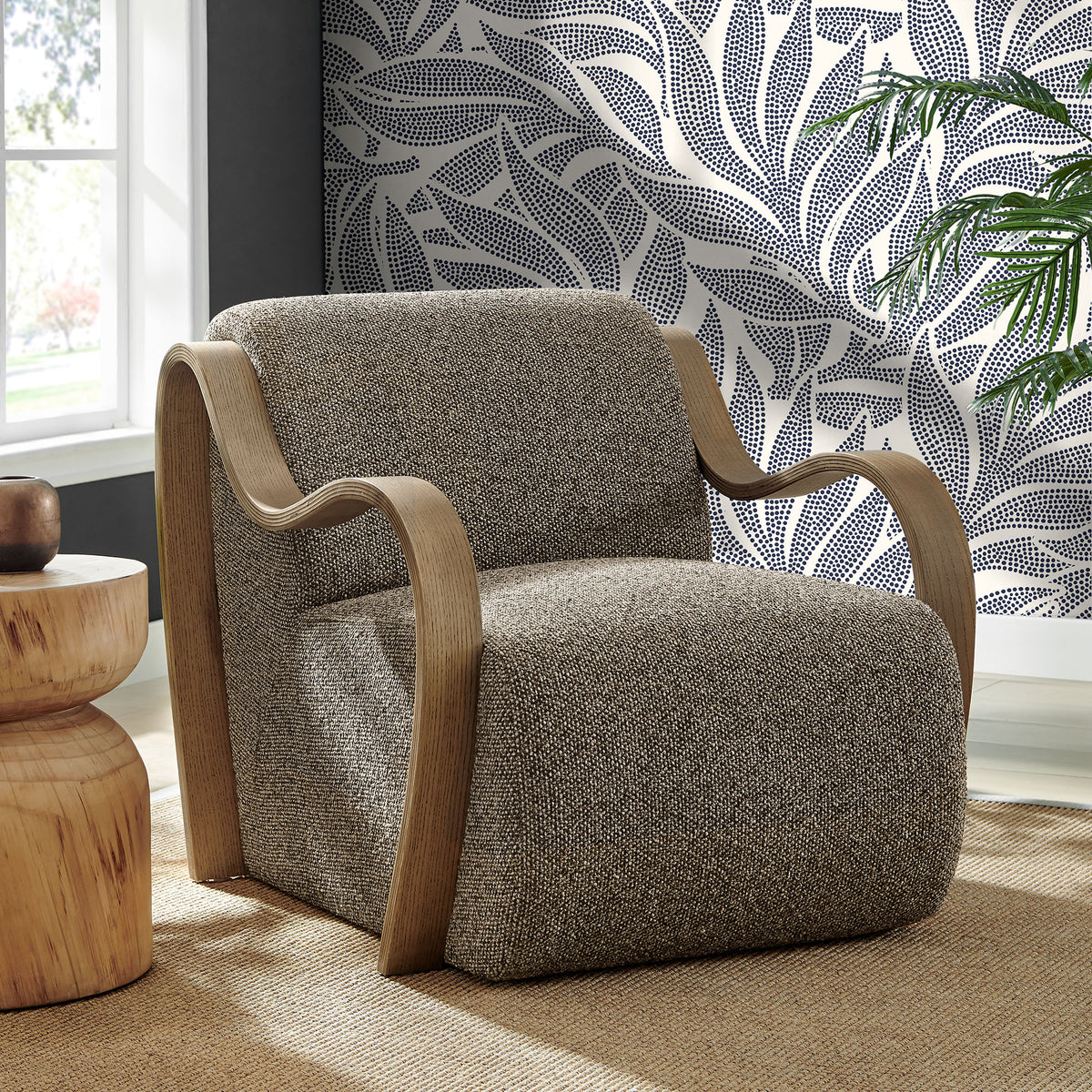 Atrium Lattice Boucle Accent Armchair - Earth