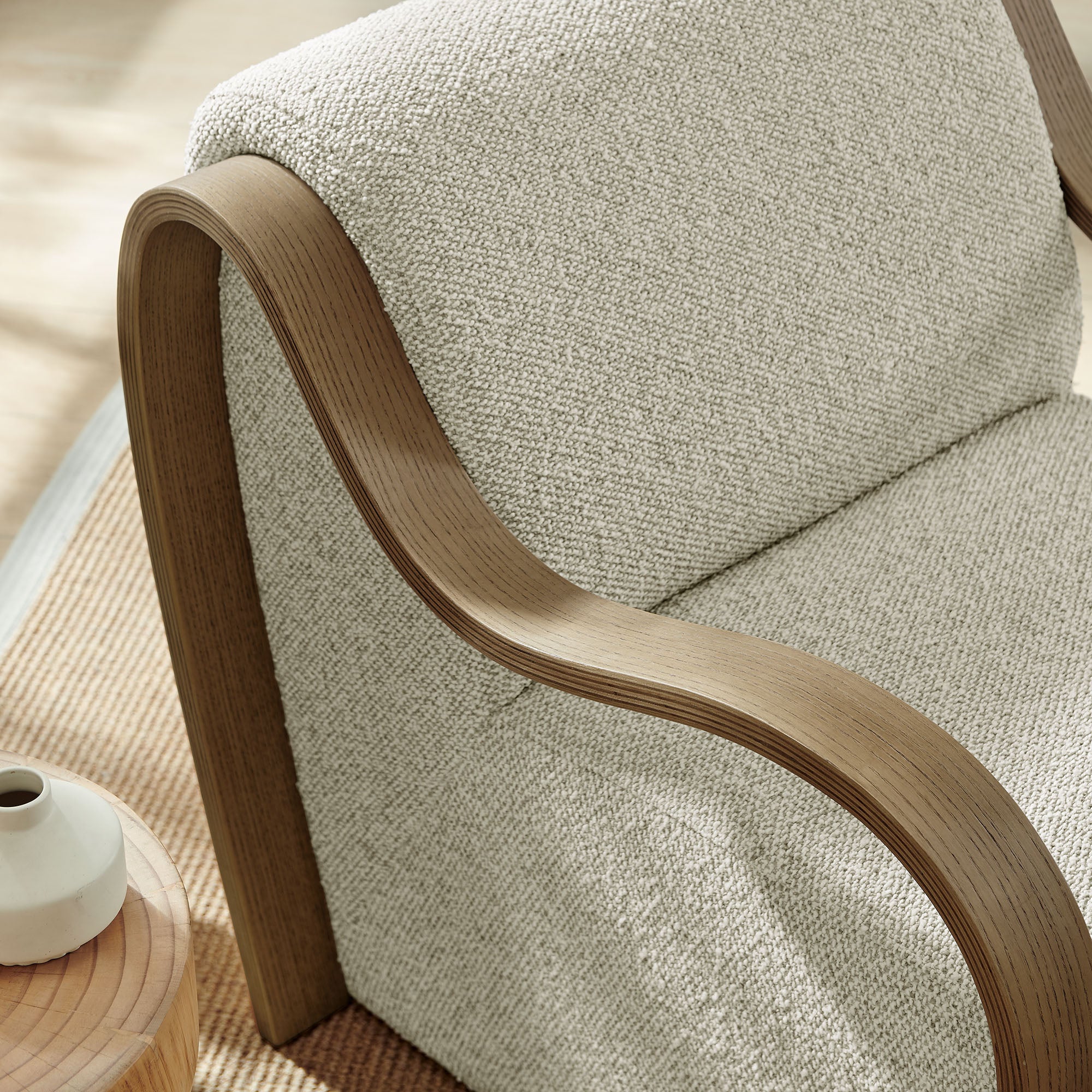 Atrium Lattice Boucle Accent Armchair - Marble