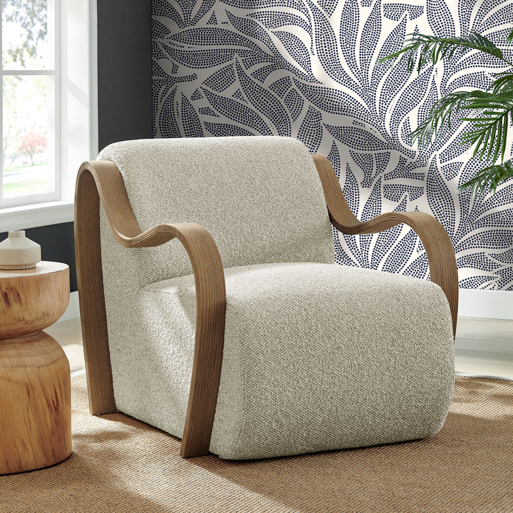 Atrium Lattice Boucle Accent Armchair - Marble