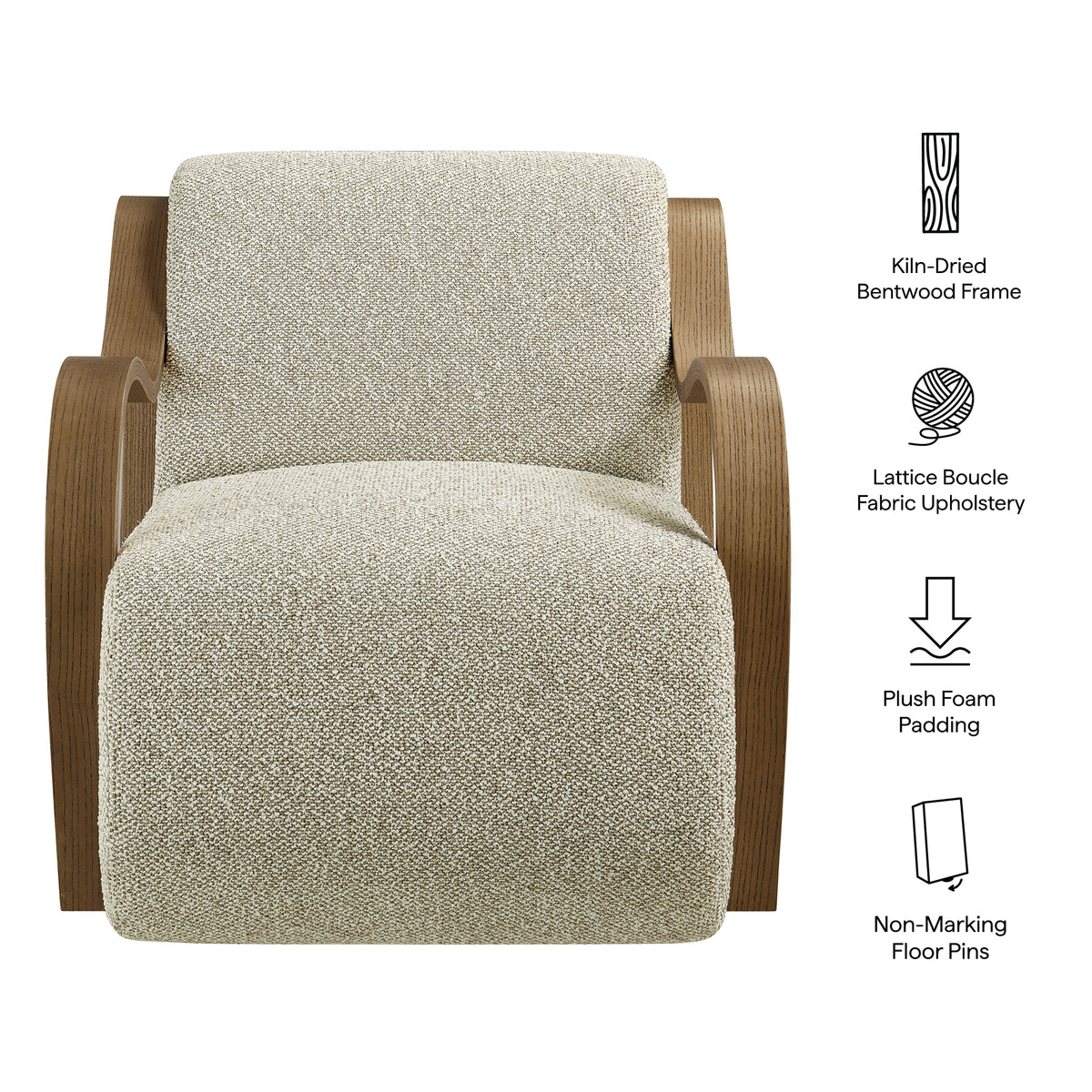 Atrium Lattice Boucle Accent Armchair - Marble