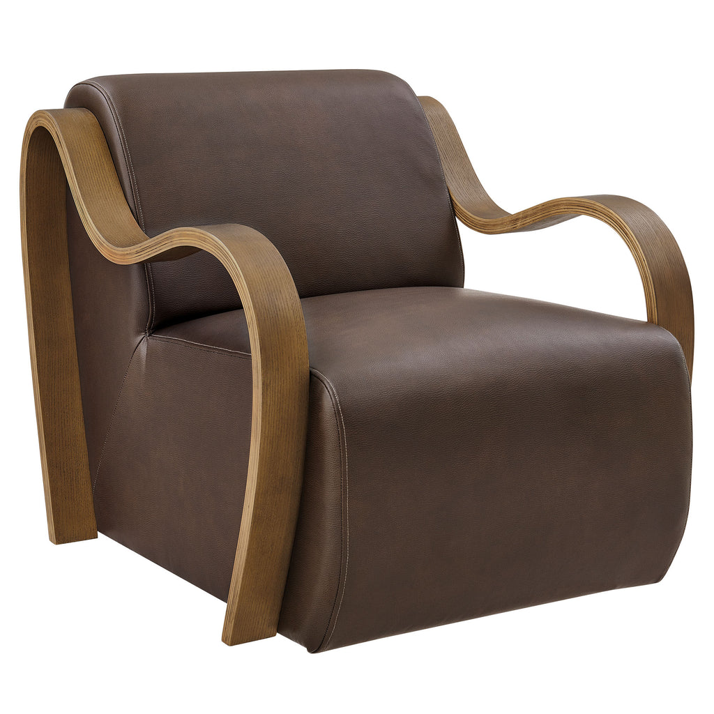Atrium Vegan Leather Accent Armchair - Espresso
