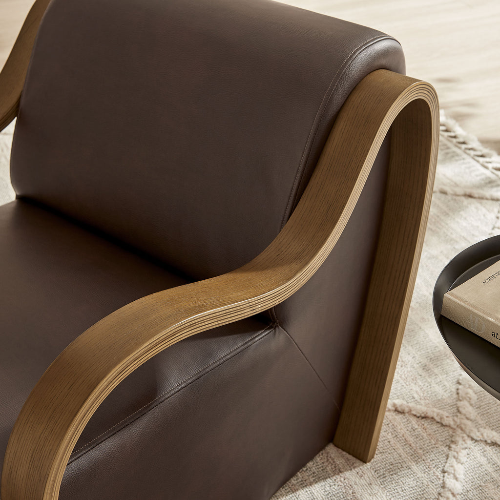 Atrium Vegan Leather Accent Armchair - Espresso
