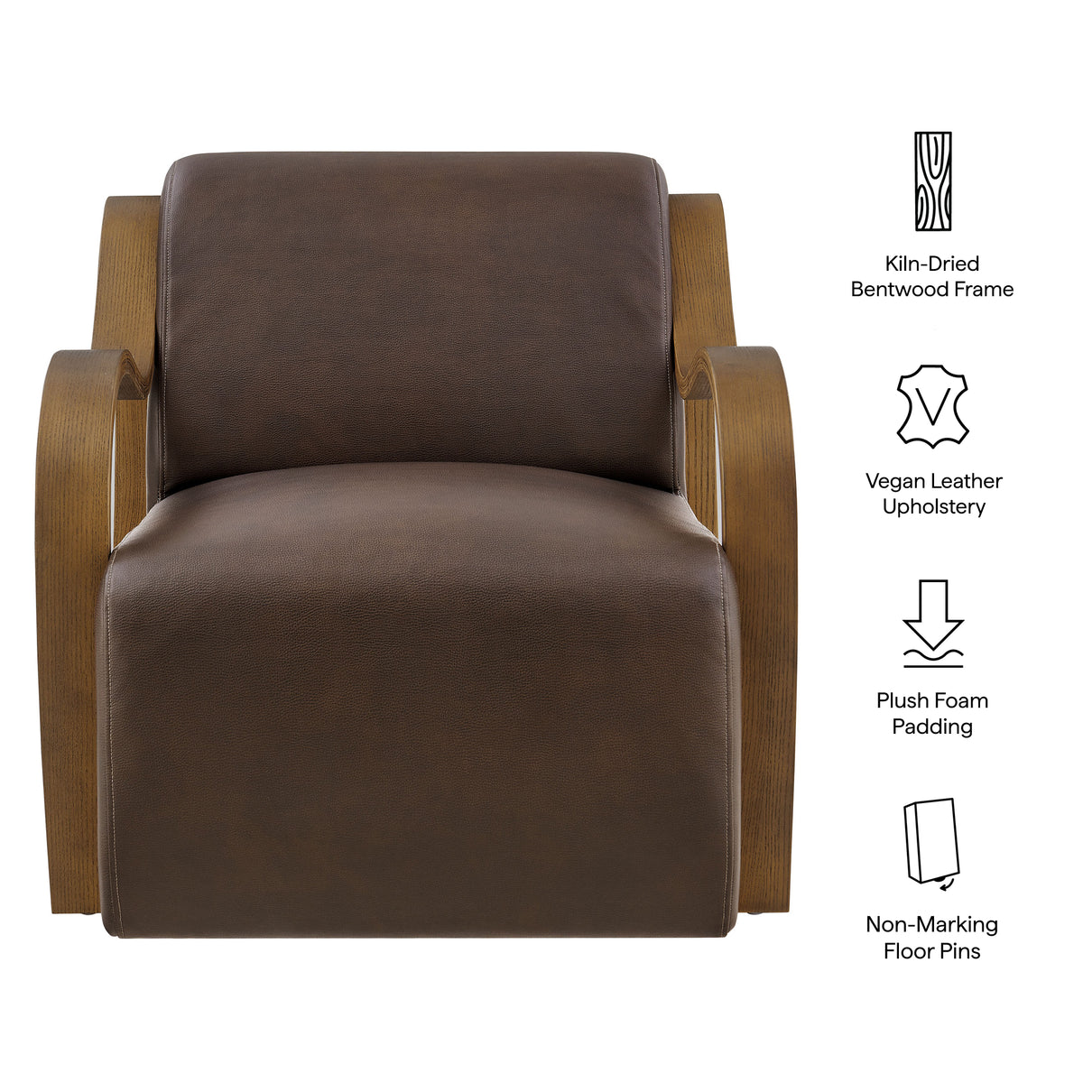 Atrium Vegan Leather Accent Armchair - Espresso