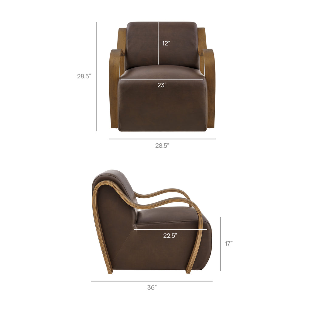 Atrium Vegan Leather Accent Armchair - Espresso