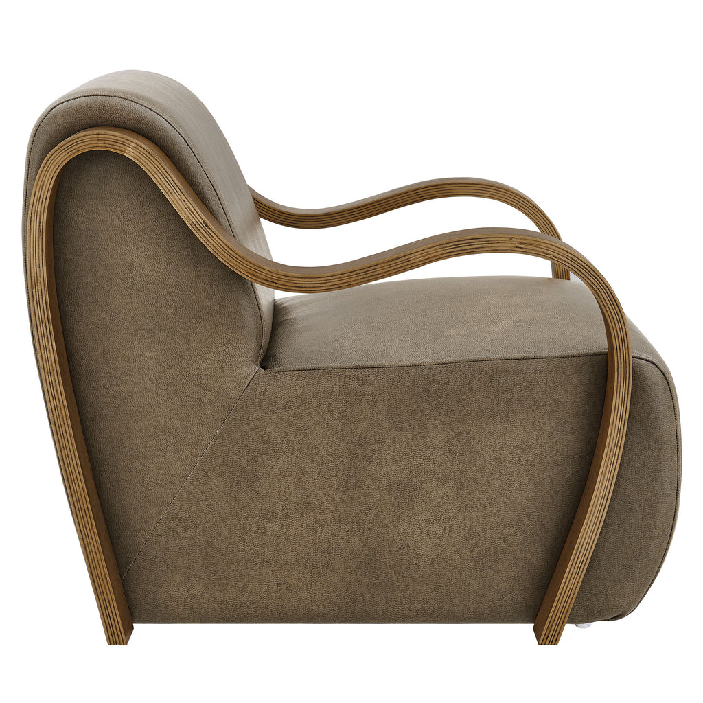 Atrium Vegan Leather Accent Armchair - Mushroom