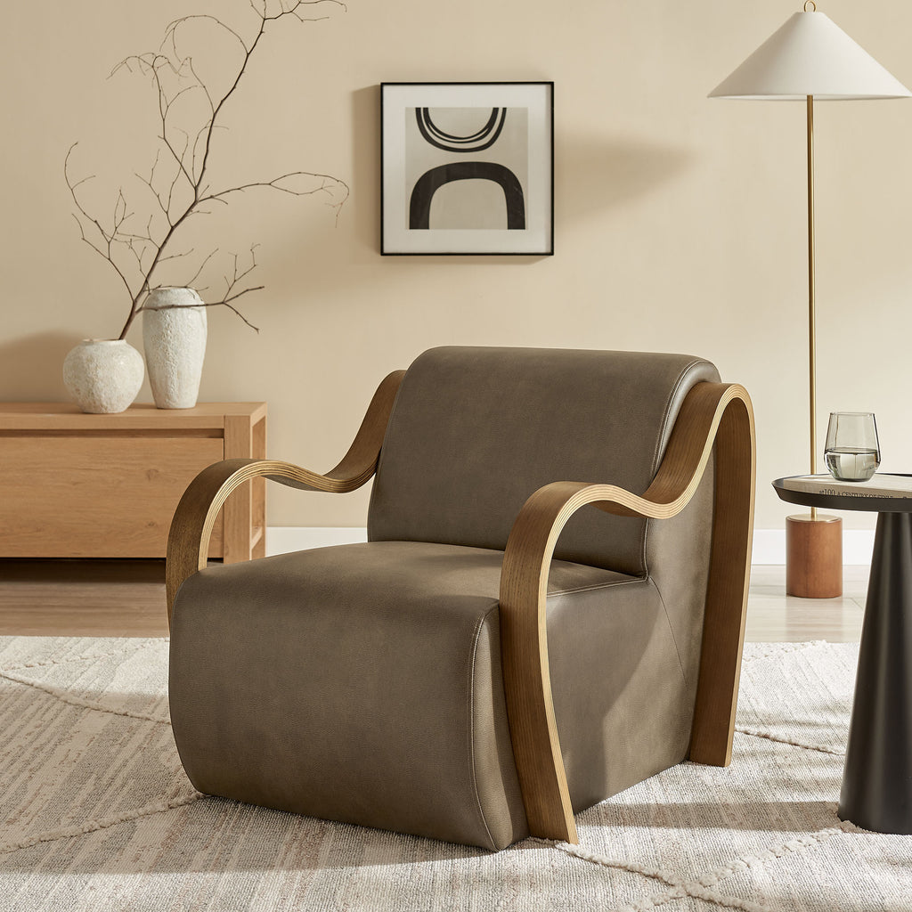 Atrium Vegan Leather Accent Armchair - Mushroom