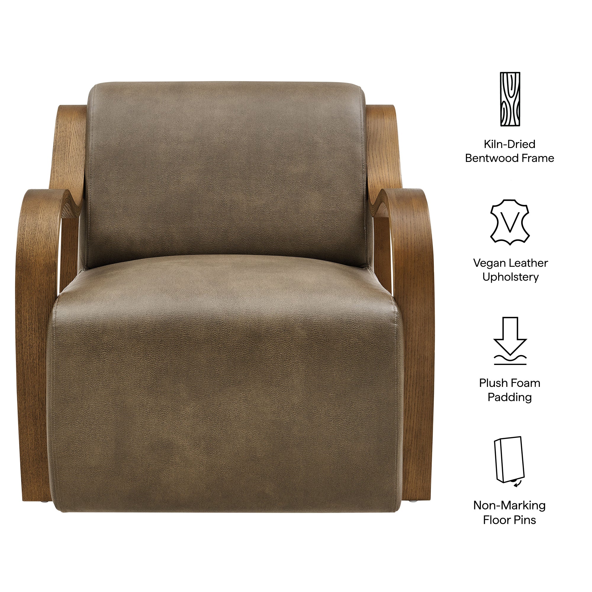Atrium Vegan Leather Accent Armchair - Mushroom