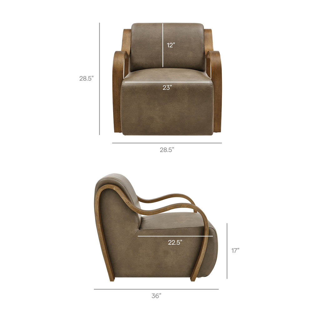 Atrium Vegan Leather Accent Armchair - Mushroom