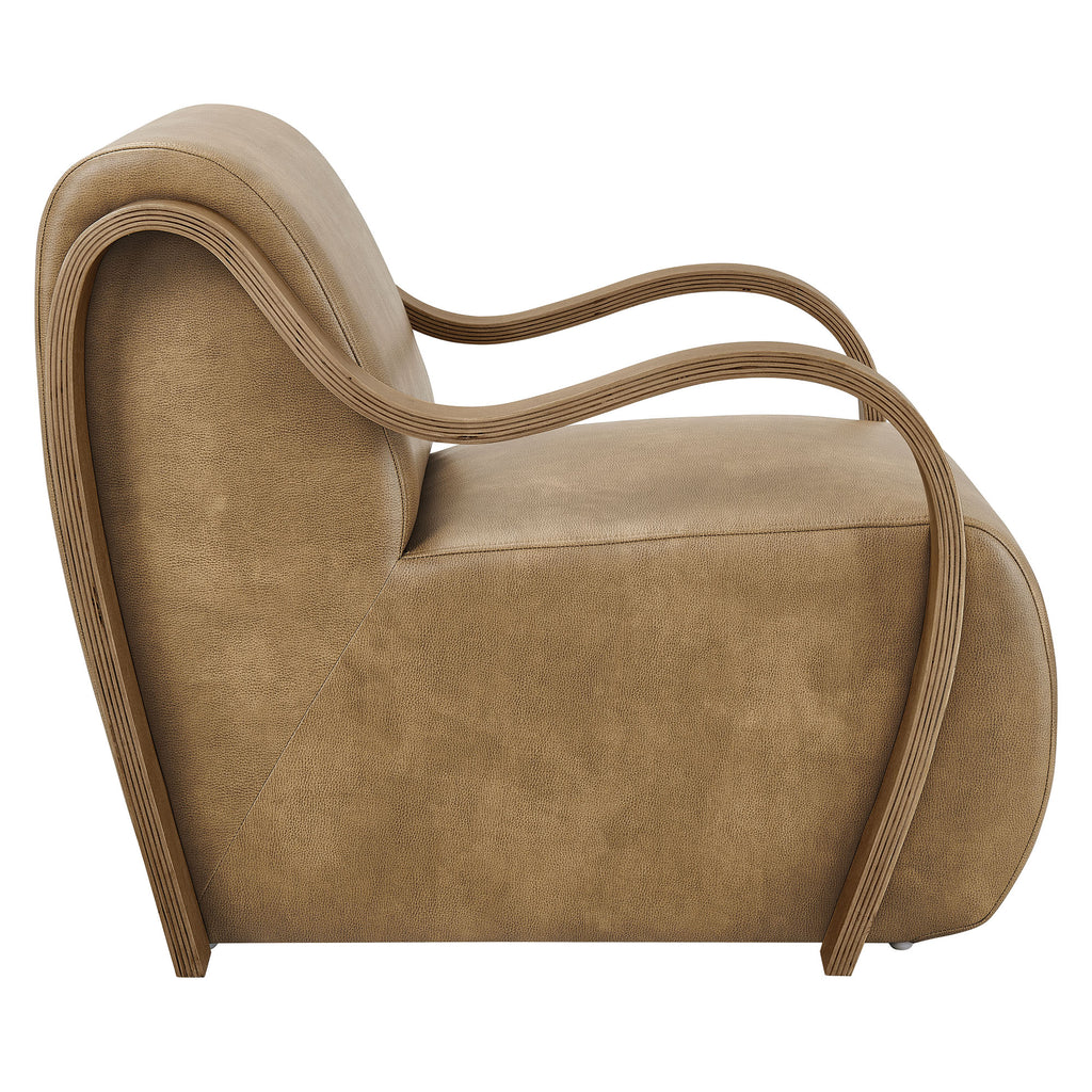 Atrium Vegan Leather Accent Armchair - Toast