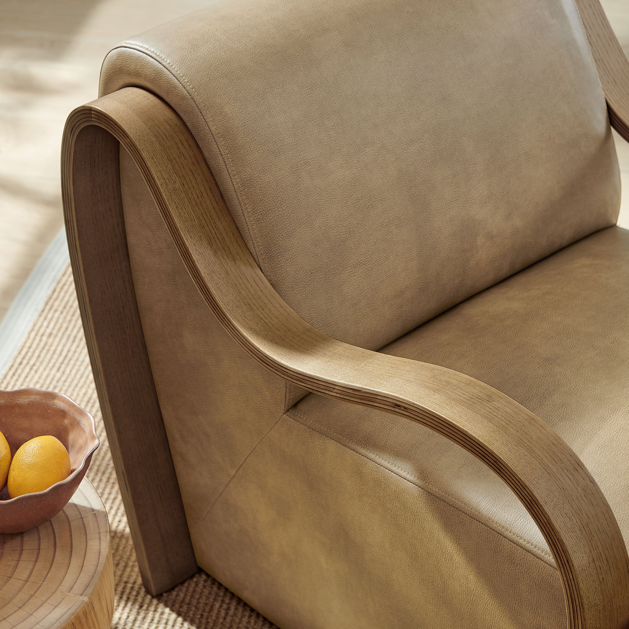 Atrium Vegan Leather Accent Armchair - Toast