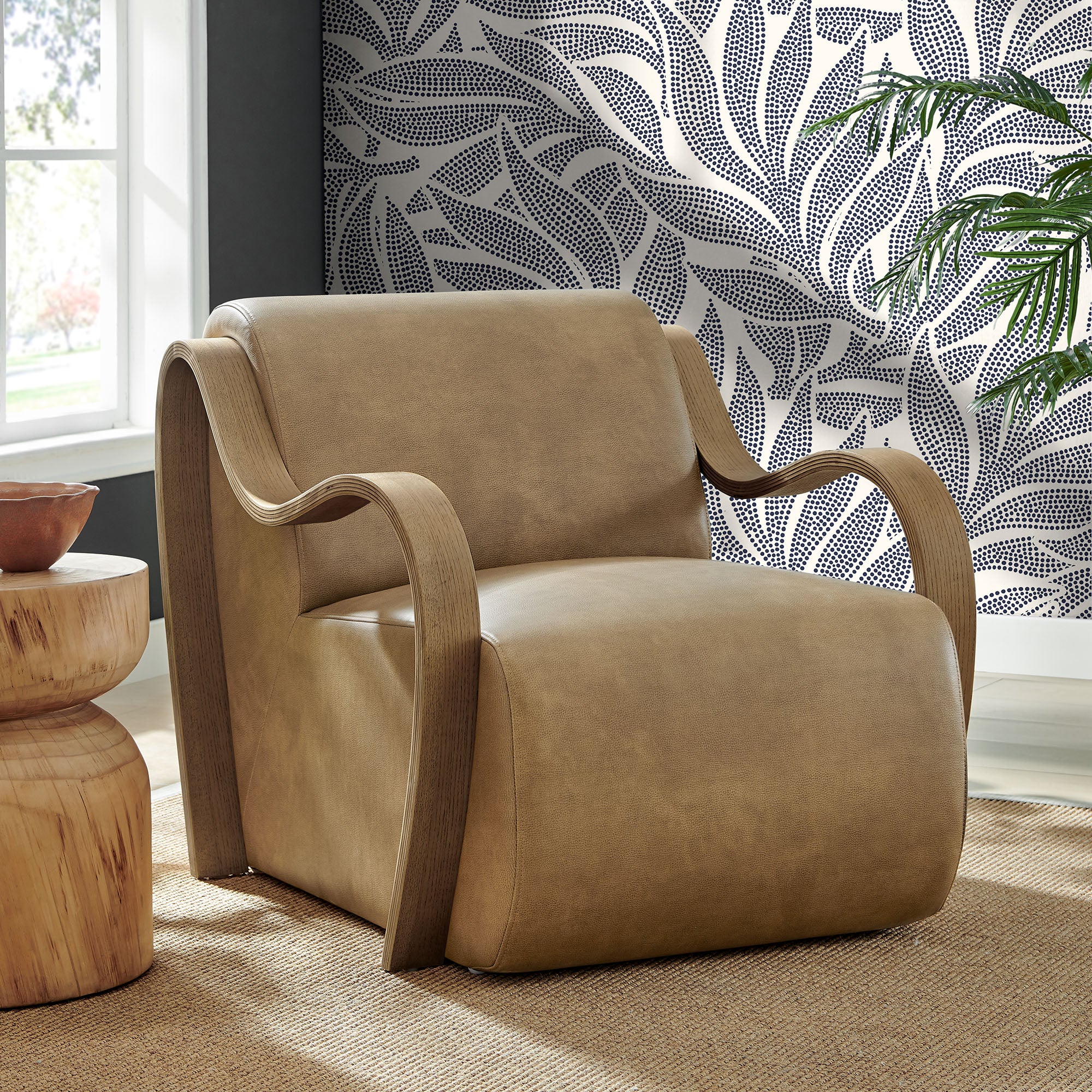 Atrium Vegan Leather Accent Armchair - Toast