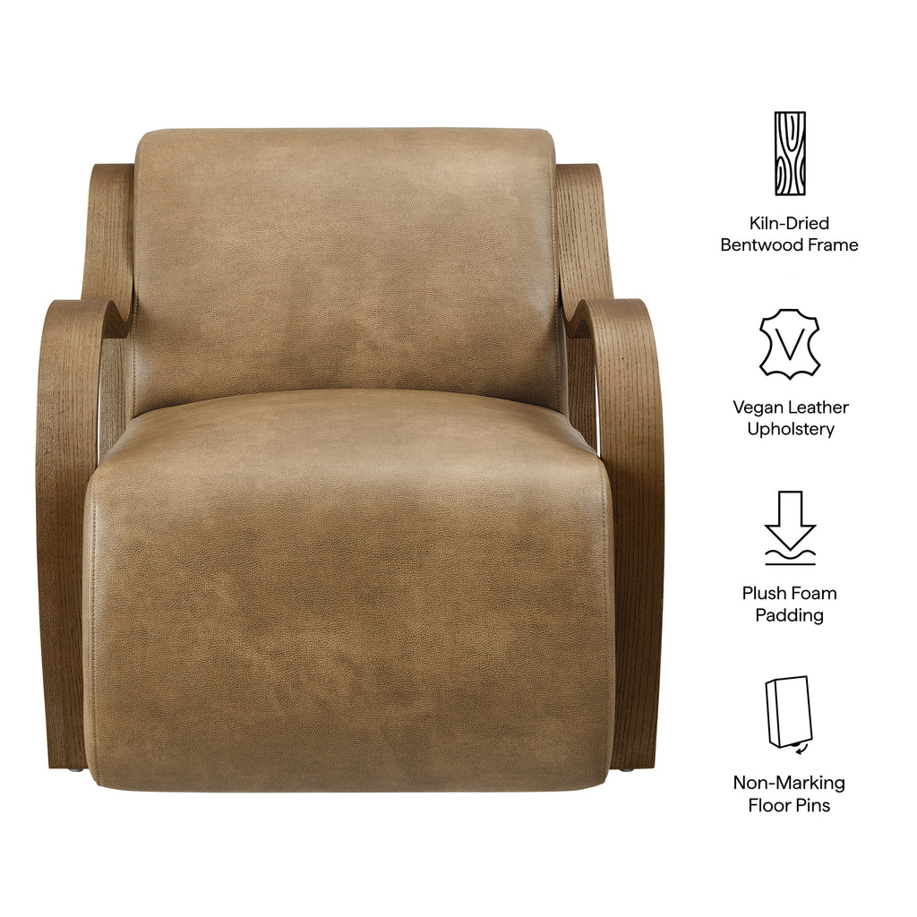 Atrium Vegan Leather Accent Armchair - Toast
